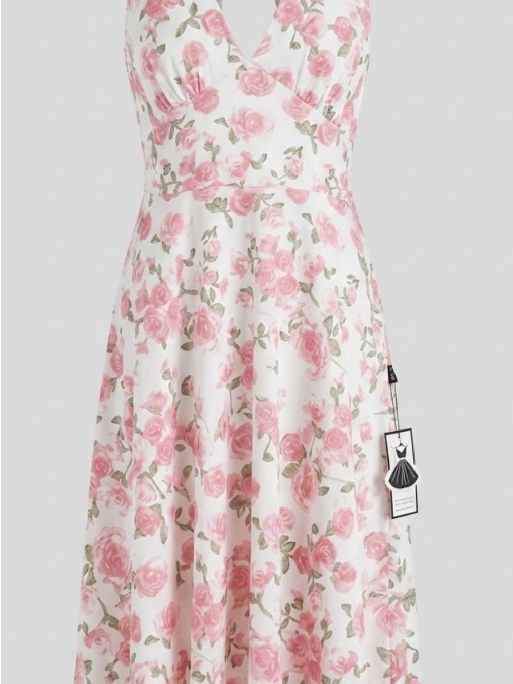 Floral Pink Midi Dress with Wrap Bodice